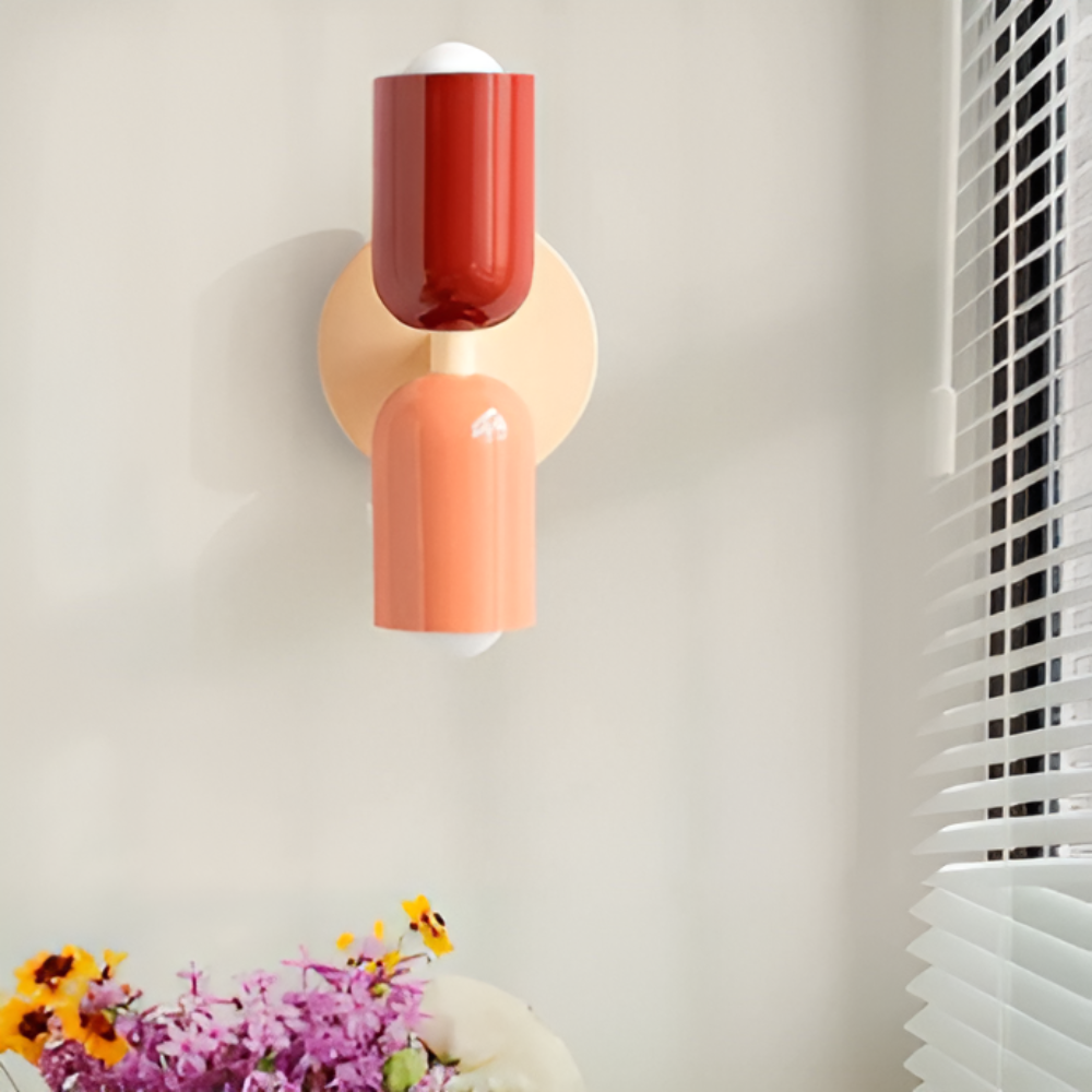Duetto | Two Tone Up and Down Wall Lamp, Colorful Dual Glow Wall Sconce in Ten Color Combos, Hardwired